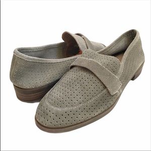Lucky Brand CAVIEP Perforated Suede Taupe Loafer